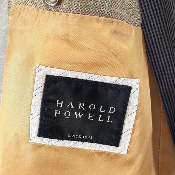 Harold Powell Blazer Mens 42R Beige Silk Linen Wool Sports Coat Jacket 3 Buttons - Picture 2 of 15